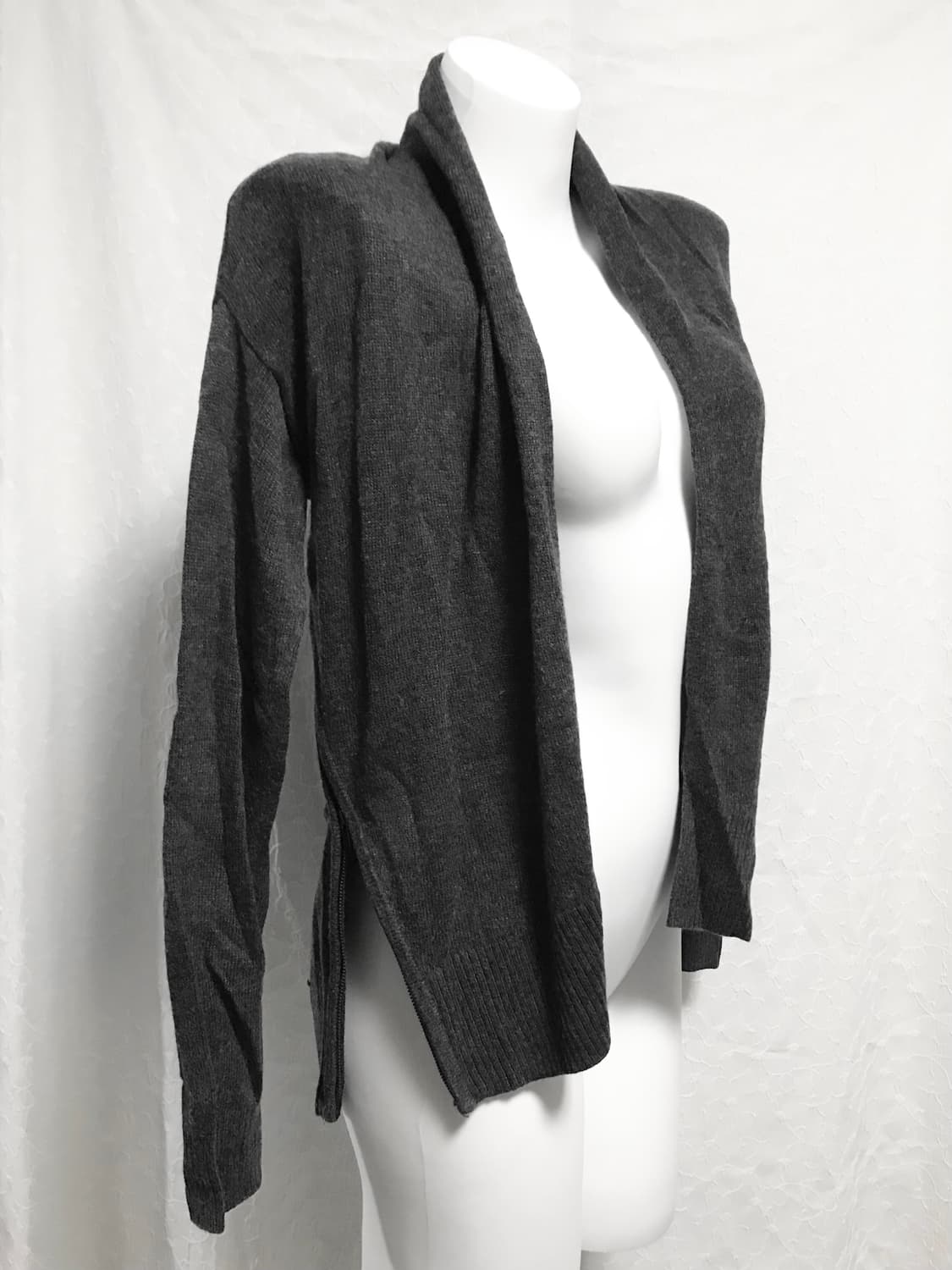 빈티지 아카이브 지퍼 디테일 니트 숄 가디건 상품이미지1