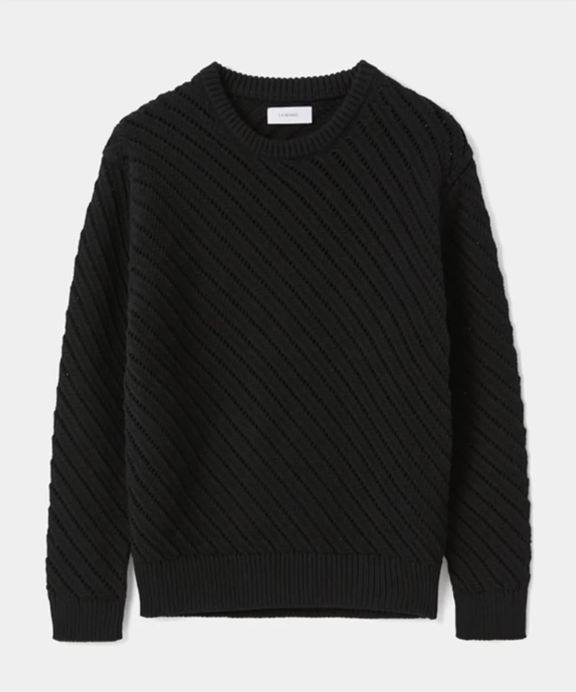 르마드 오블리크 시스루 라운드 니트 스웨터 블랙 2 사이즈 M 상품이미지4