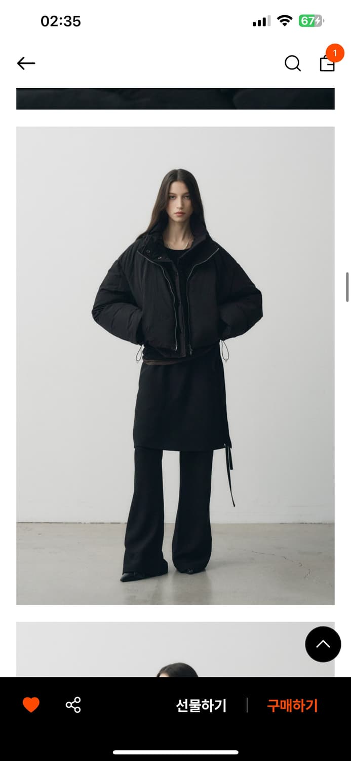 노이어 포 우먼 크롭 레이어드 푸퍼 자켓 (블랙) 36사이즈 상품이미지3