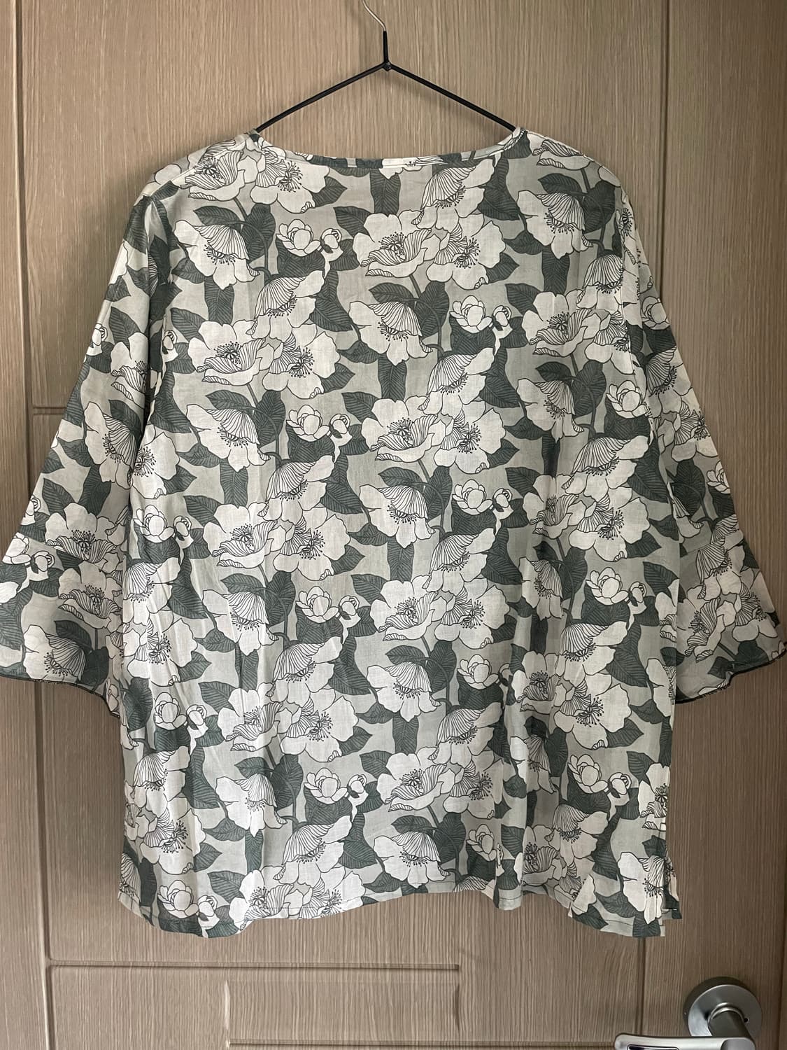 숲모리 하구미 나무잎 패턴 그린 칠부 상품이미지4