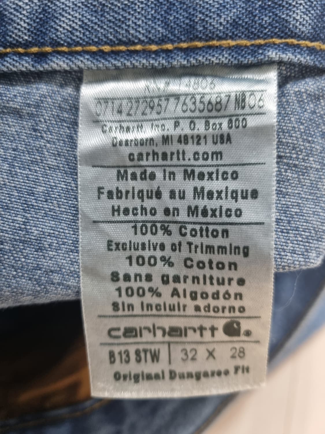 칼하트 데님 카펜터 워크팬츠 B13 STW 32X28 상품이미지4