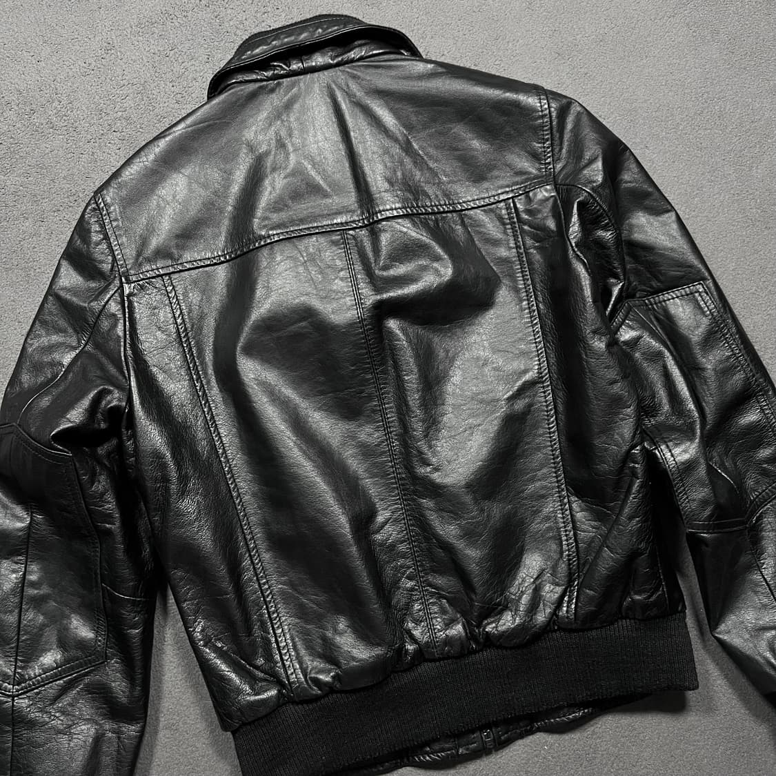 90's Redskins 레드스킨 카우레더 블랙 자켓 상품이미지4