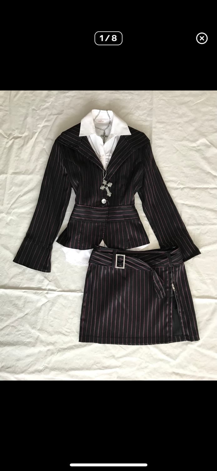 일본빈티지 긱시크 스트라이프 자켓 세트 상품이미지1