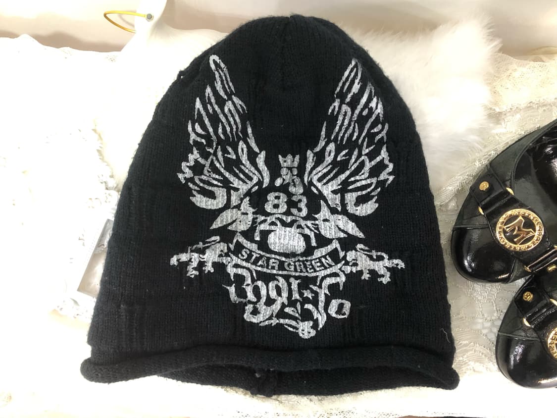 y2k printing ribbed beanie 상품이미지4