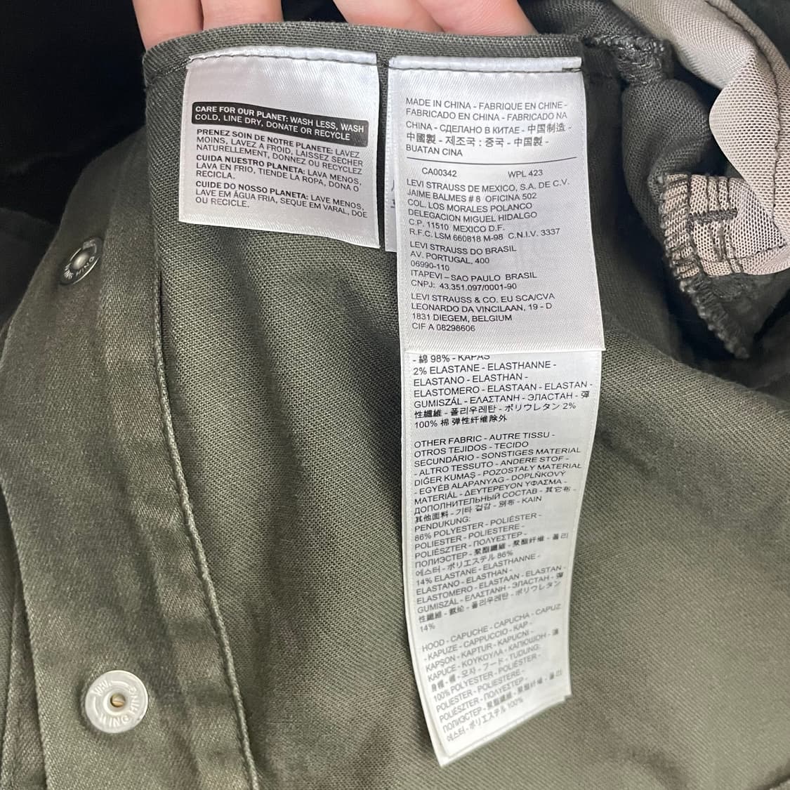 리바이스 화이트탭 카키 코튼 자켓 상품이미지5