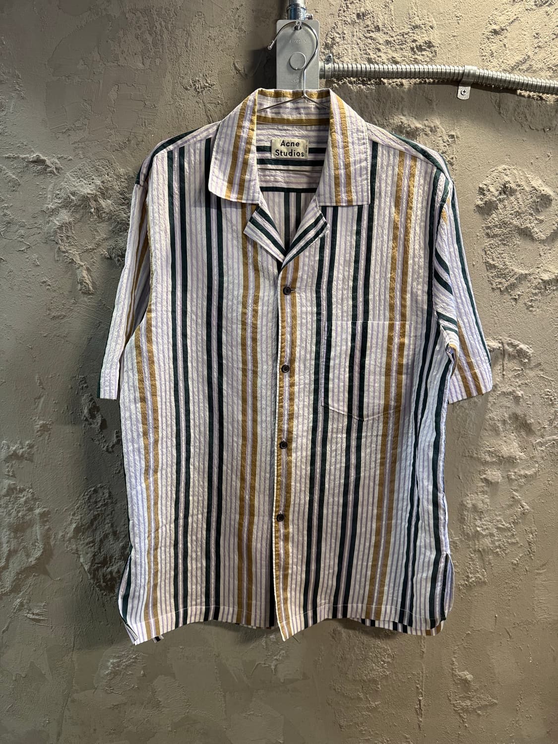 44 아크네 스튜디오 ACNE STUDIOS 시어 스트라이프 셔츠 그린 상품이미지1