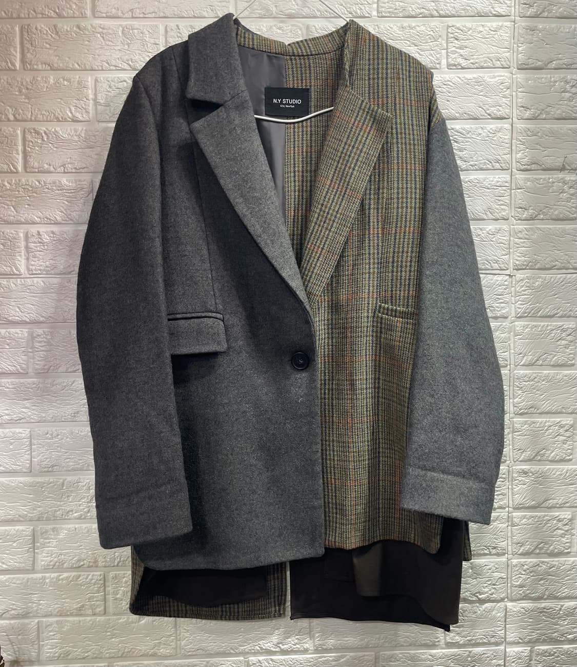 비지트인뉴욕 체크배색 울자켓66(정가32만) N.Y스튜디오 하객룩출근룩 상품이미지1