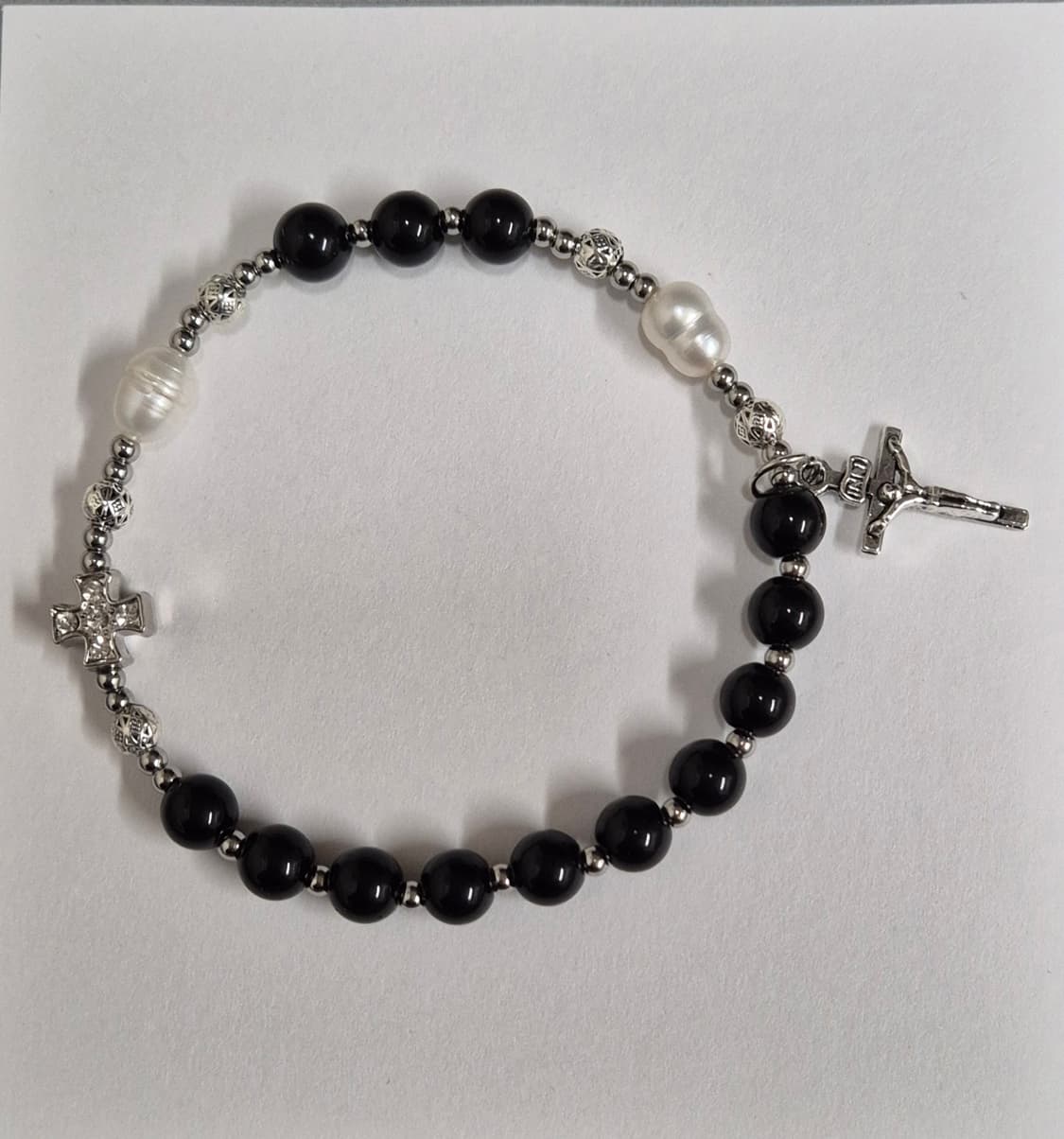 💖 핸드메이드 묵주팔찌 (천연 오닉스 & 바로크 진주) 상품이미지4