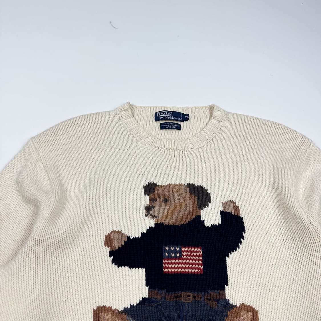 폴로 랄프로렌 올드 폴로베어 핸드메이드 코튼 니트 아이보리 XL 상품이미지2