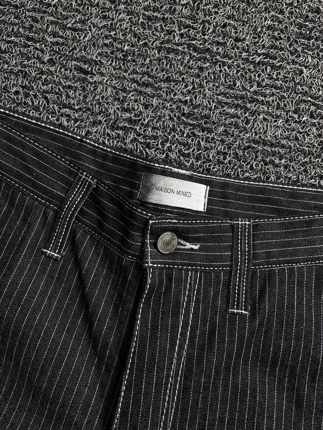 메종미네드 더블니 루즈핏 블랙 히코리 워크 팬츠 1744 상품이미지3