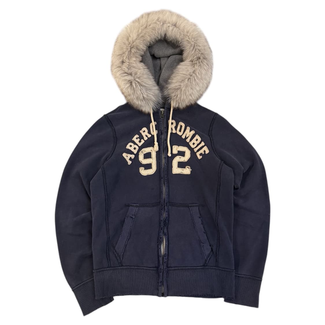 아베크롬비 울프죠 폭스 퍼 후드집업 네이비 상품이미지1