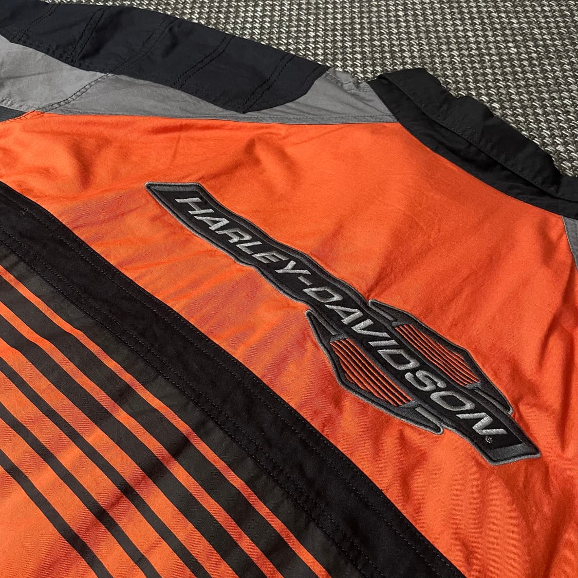 할리데이비슨 오렌지 올드스쿨 바이커 반팔 셔츠 3XL 상품이미지7