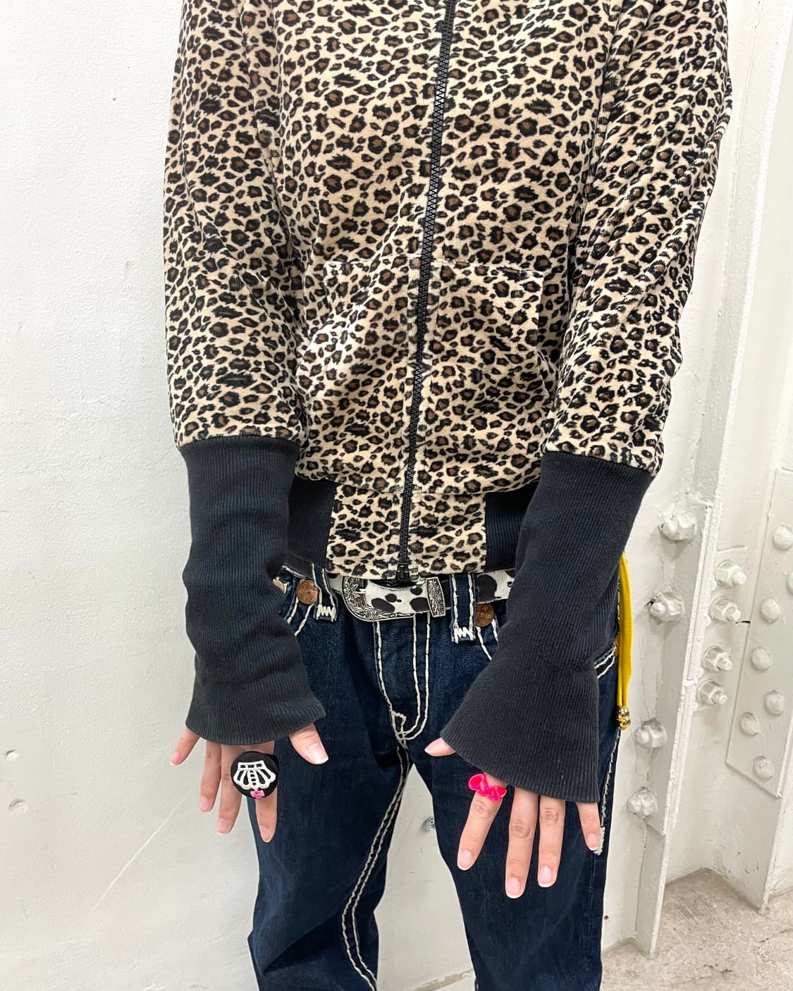 Cat High Neck Leopard Hooded Zip-Up  상품이미지5