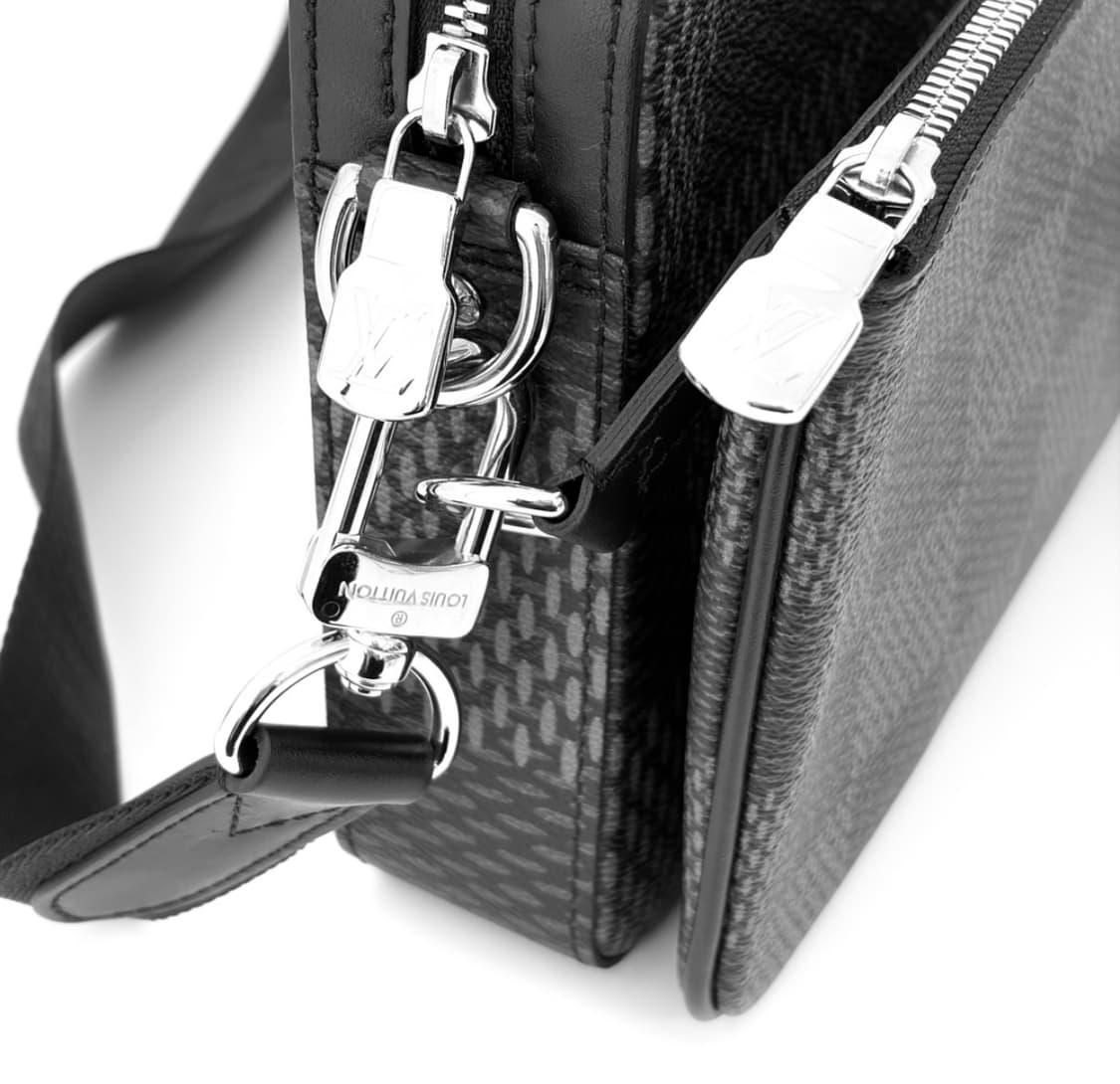 [OS] 루이비통 트리오 3D 다미에 그라파이트 크로스백 메신저백 블랙 상품이미지5