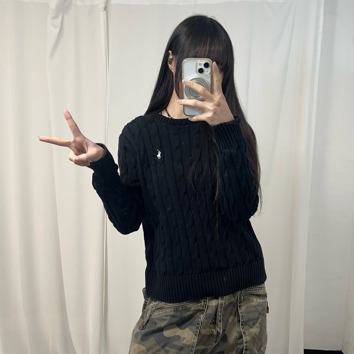 Polo Ralph Lauren Black Cable Knit 상품이미지1