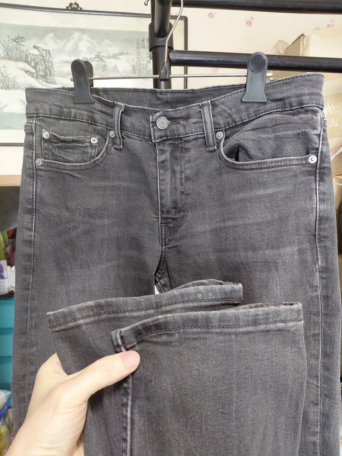 [리바이스511]슬림핏 워시블랙(흑청)데님 청바지 32사이즈 상품이미지8