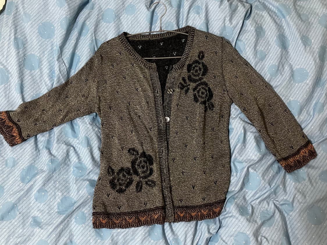 Vintage / rose-pattern cardigan 상품이미지1