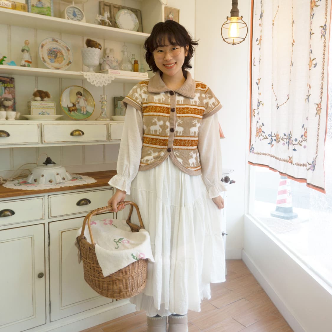 눈사슴 숲길 니트 베스트 상품이미지2