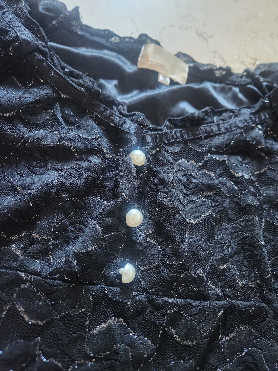 빈티지 진주 반팔 블라우스 상품이미지2