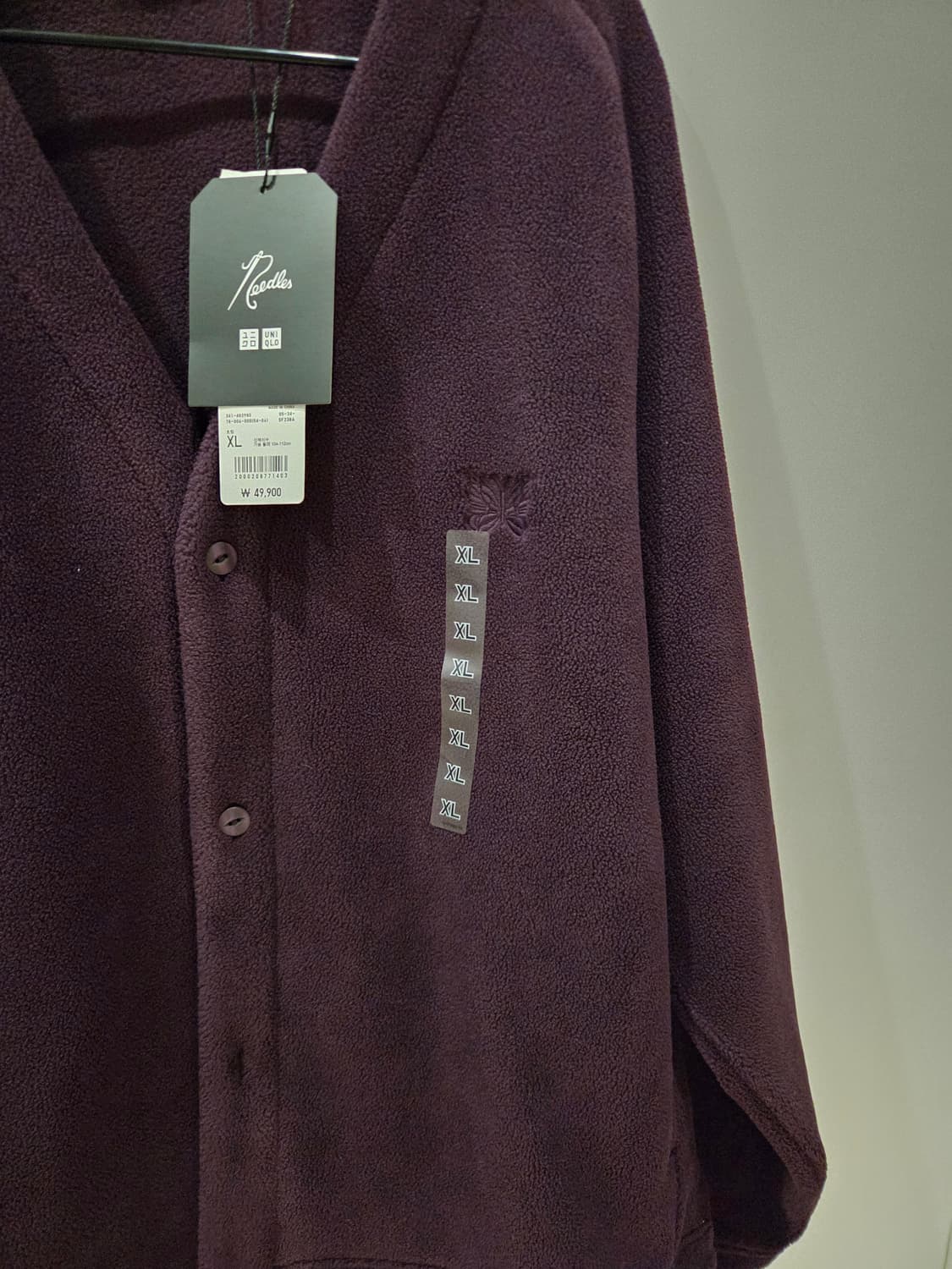 새상품[XL]유니클로 x 니들스 플리스 오버사이즈 가디건 퍼플 상품이미지4