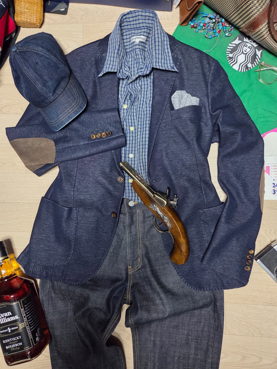 (3회 착용)(ITALY)ELEVENTY 데님 블레이저 인디고 패치 자켓 상품이미지3