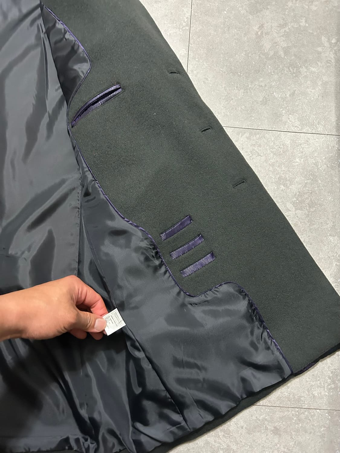 까이에 다크카키 울 싱글 코트   115 size   상품이미지4