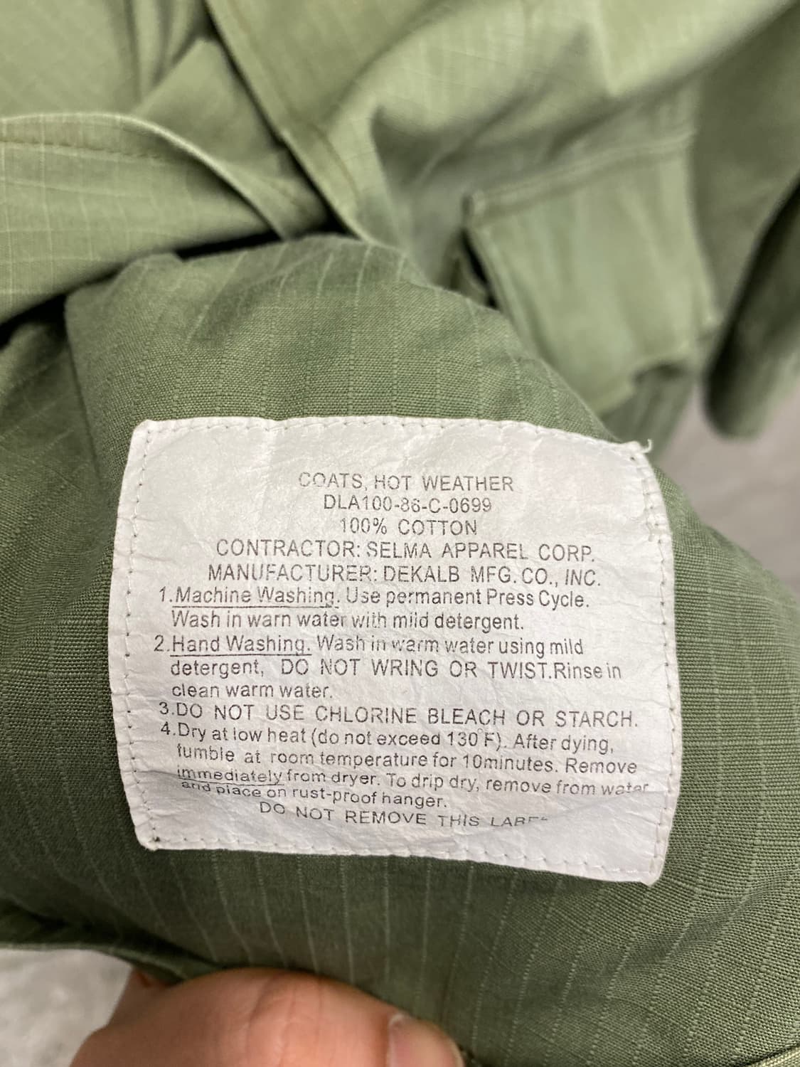 [US M] DEKALB MFG.CO 80s 미군 정글 퍼티그 자켓 상품이미지7