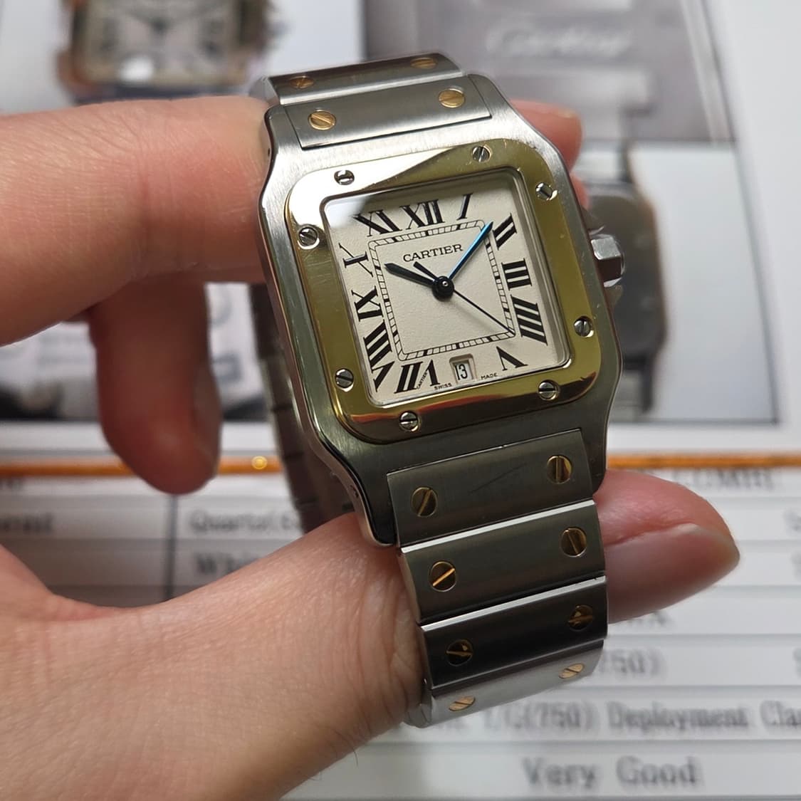 까르띠에 산토스 갈베 후기형 Ref.1566 18K콤비 쿼츠 남성용 (감 상품이미지4