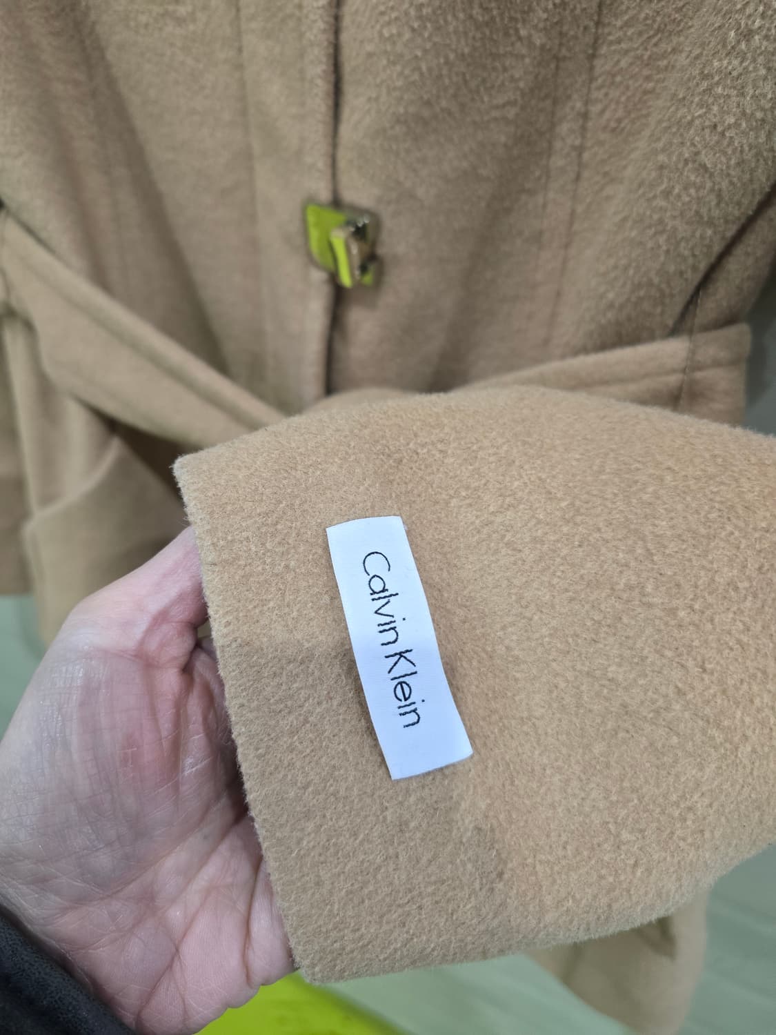 캘빈클라인 벨트 모직 코트 베이지 상품이미지5