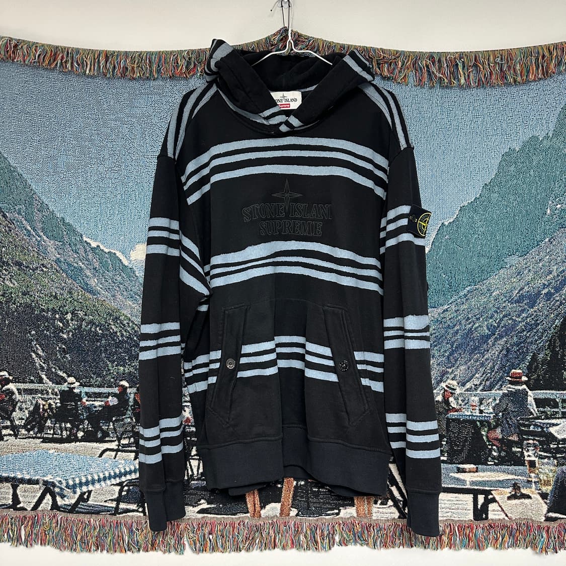슈프림 스톤아일랜드 워프 스트라이프 후드 L 상품이미지1