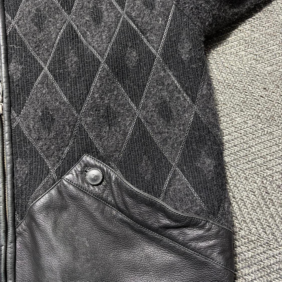 토라스 램스킨 니트 레이어드 다이아몬드 스웨이드 양가죽자켓 상품이미지7
