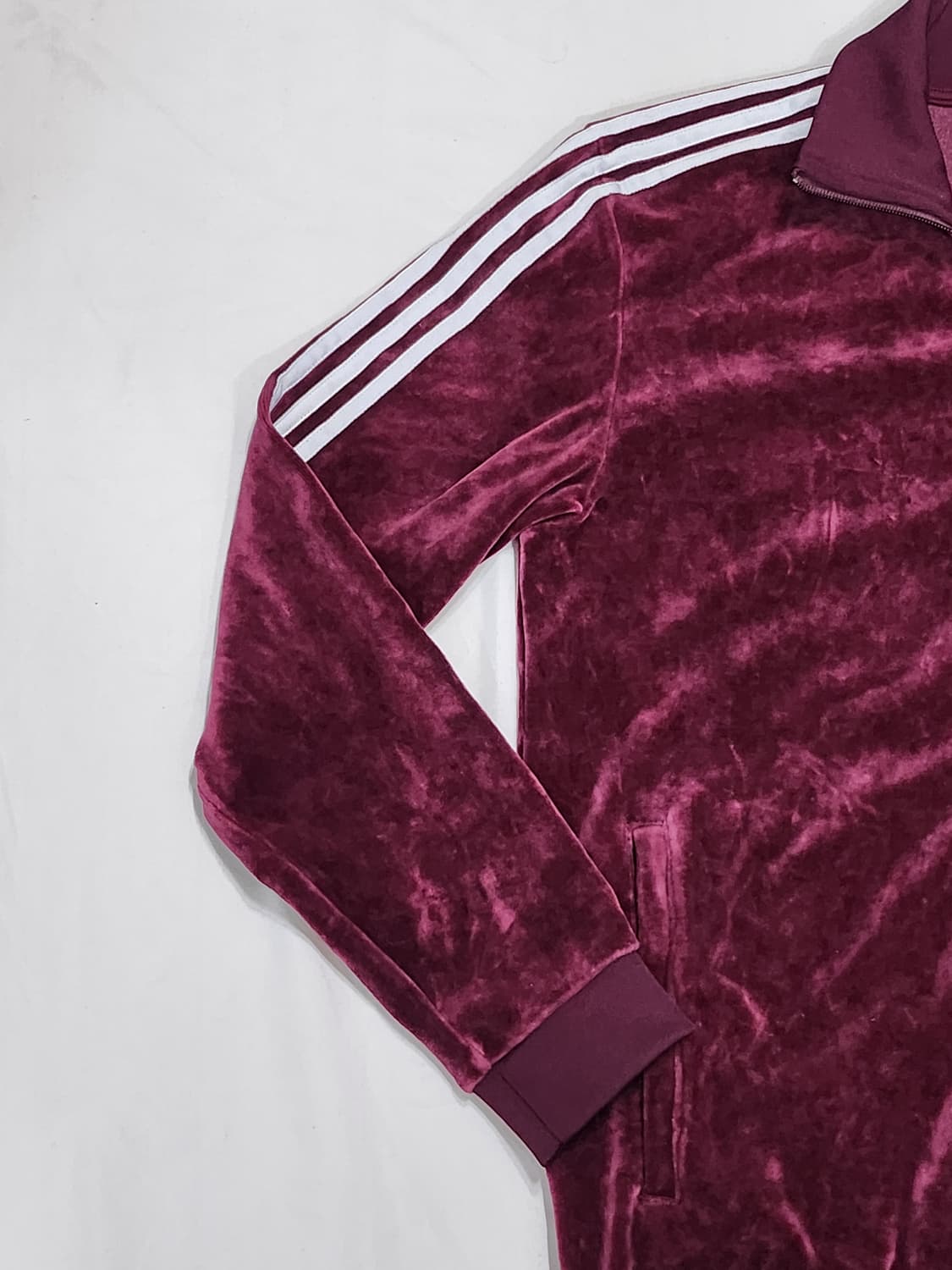 아디다스 올드스쿨 벨벳 버건디 트랙 자켓 져지 상품이미지6