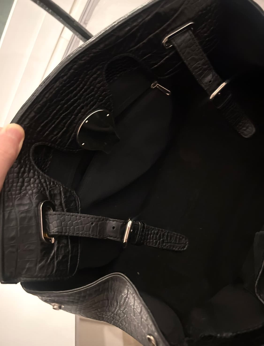 대대장 와투케y2k악어가죽 블랙 실버 토트백  상품이미지5