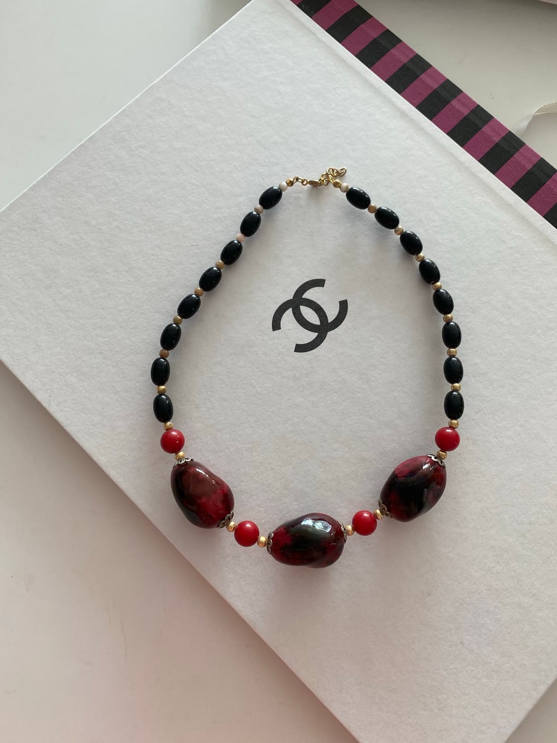 Y2k 버건디 볼드 비즈 목걸이 (bsh) 상품이미지2