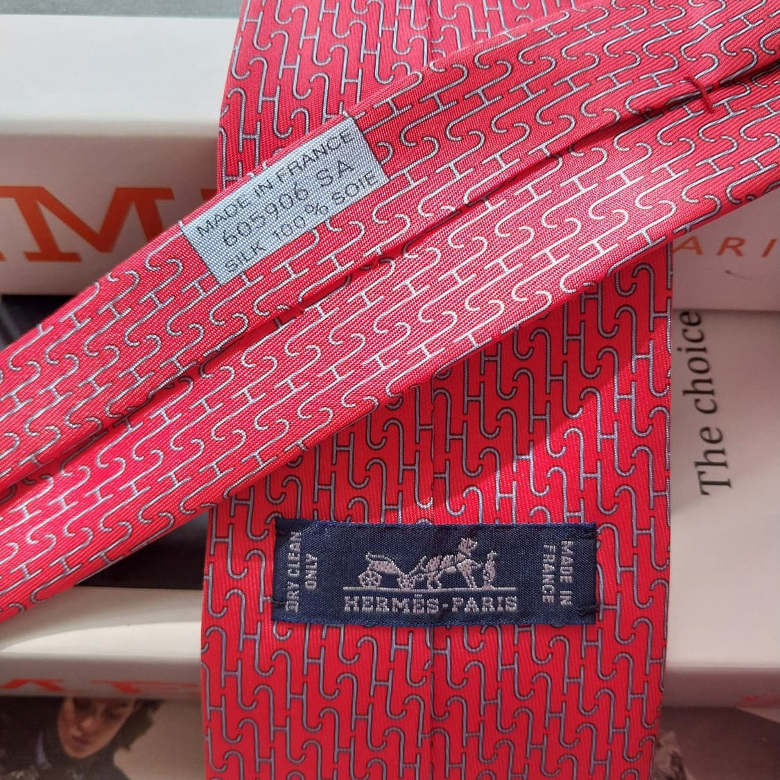 에르메스 실크 진핑크 H모티브 패턴 넥타이 8cm A+등급 K2591
 상품이미지5