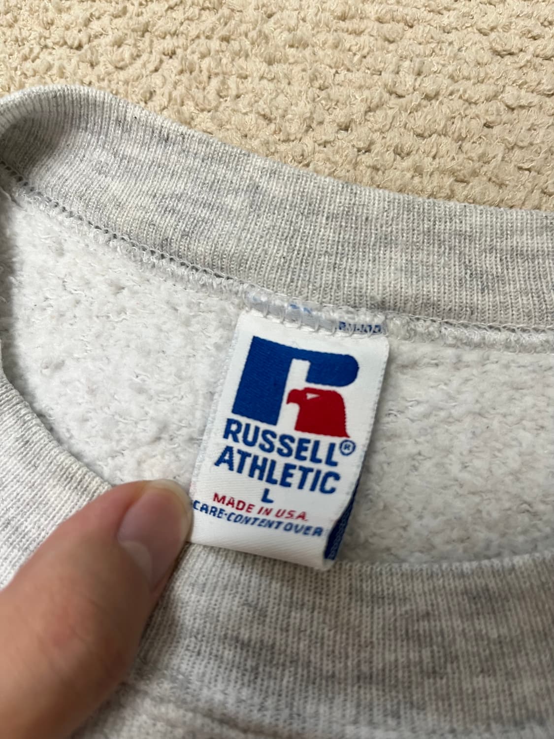 90s 러셀 스웻 셔츠 밝은 그레이 usa 상품이미지6