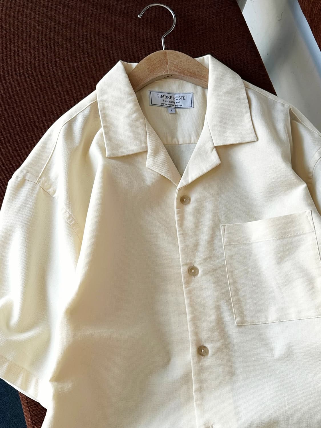 Natural texture fabric open collar shirt 상품이미지1