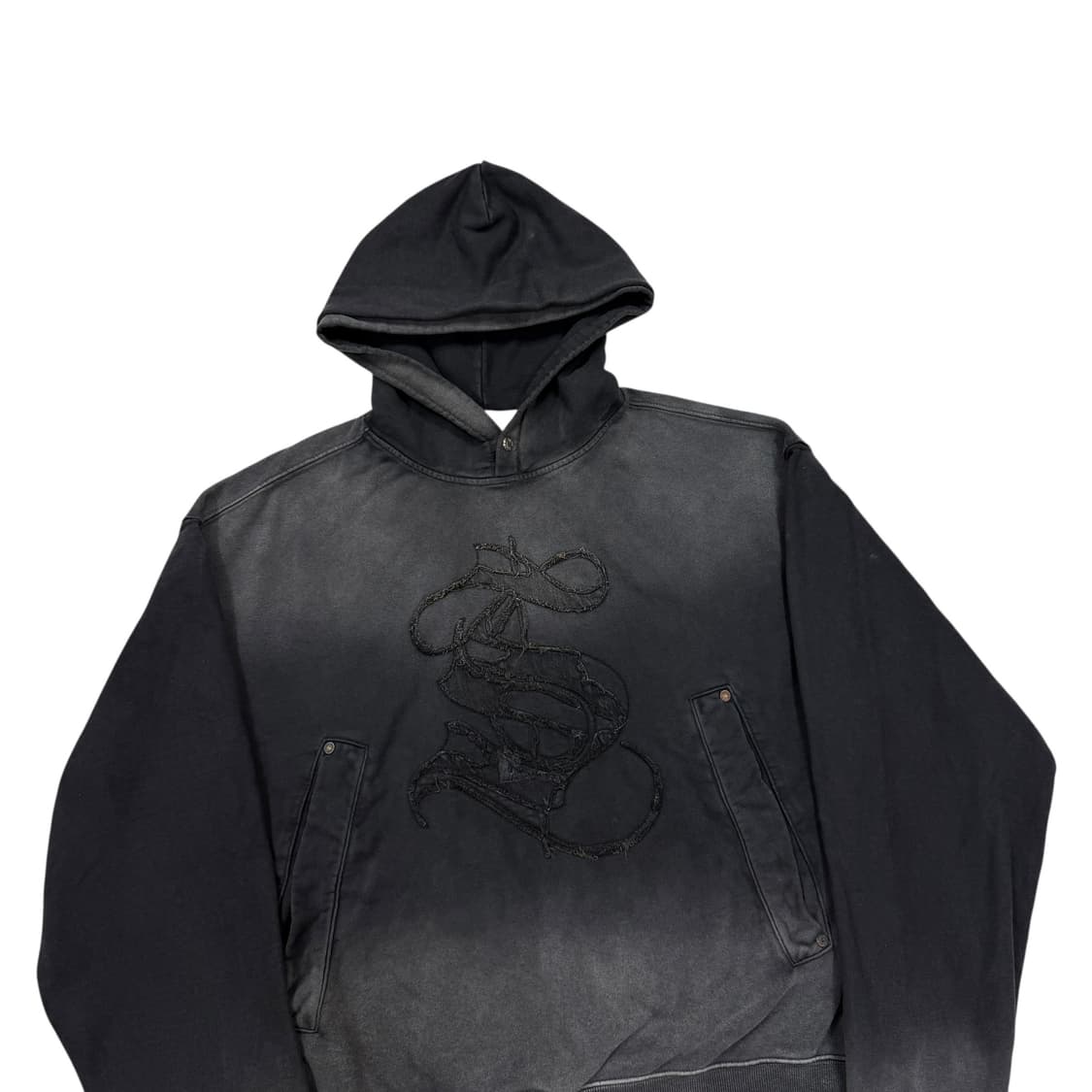 세터 캐주얼 헤리티지 아플리케 다잉 후드티 워시드 차콜 M 상품이미지2