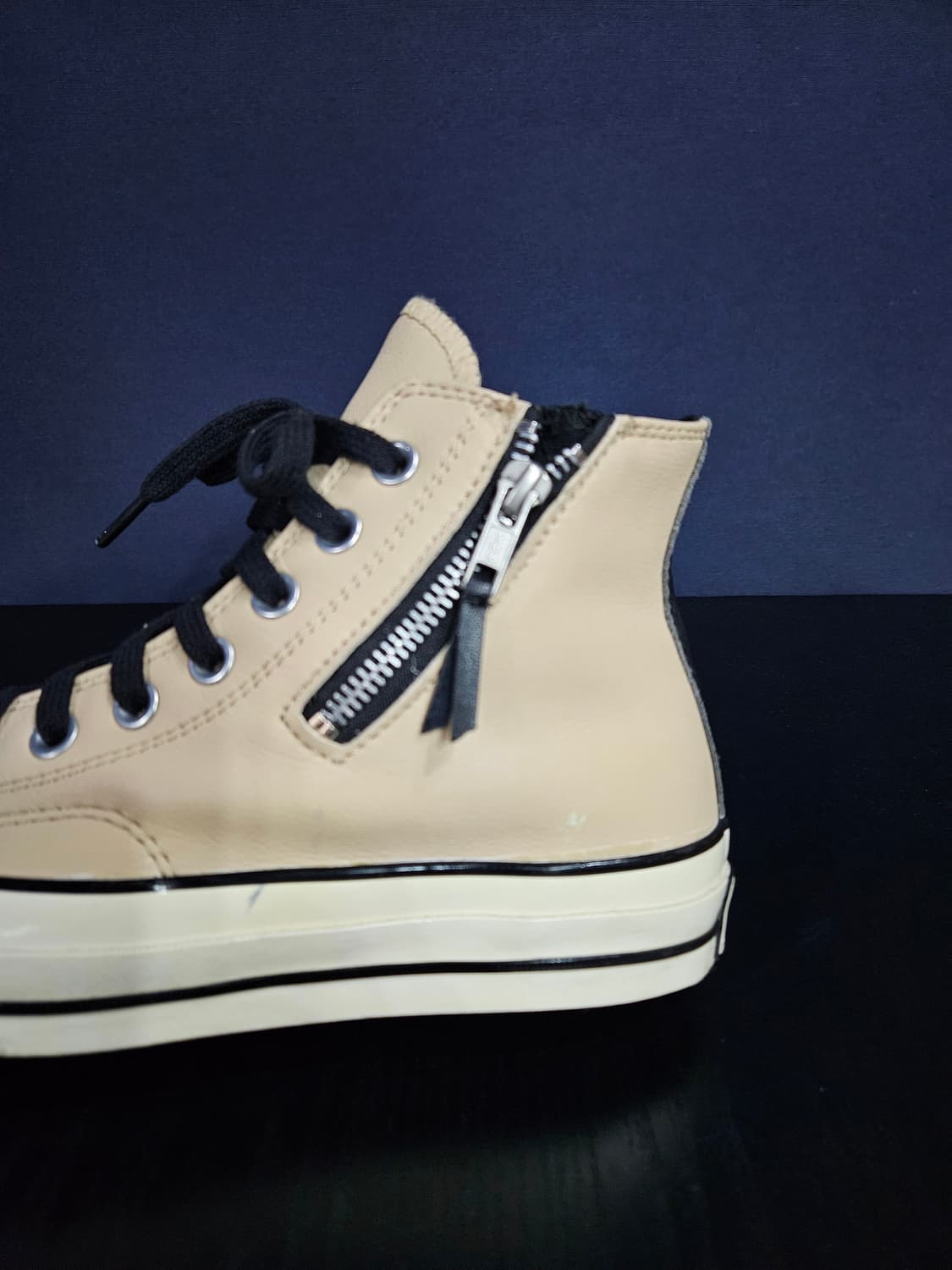 컨버스 척테일러 베이지 남성 255 집업 가죽 하이탑  상품이미지7