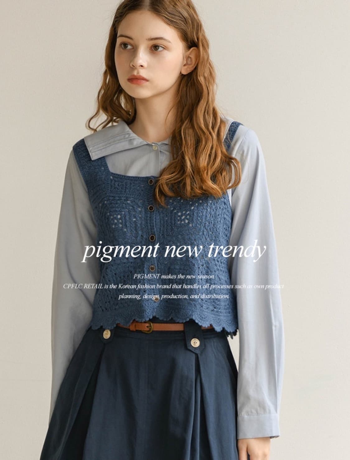 [택o 새상품] 피그먼트 A빅카라버튼BL 블라우스 소라 상품이미지2