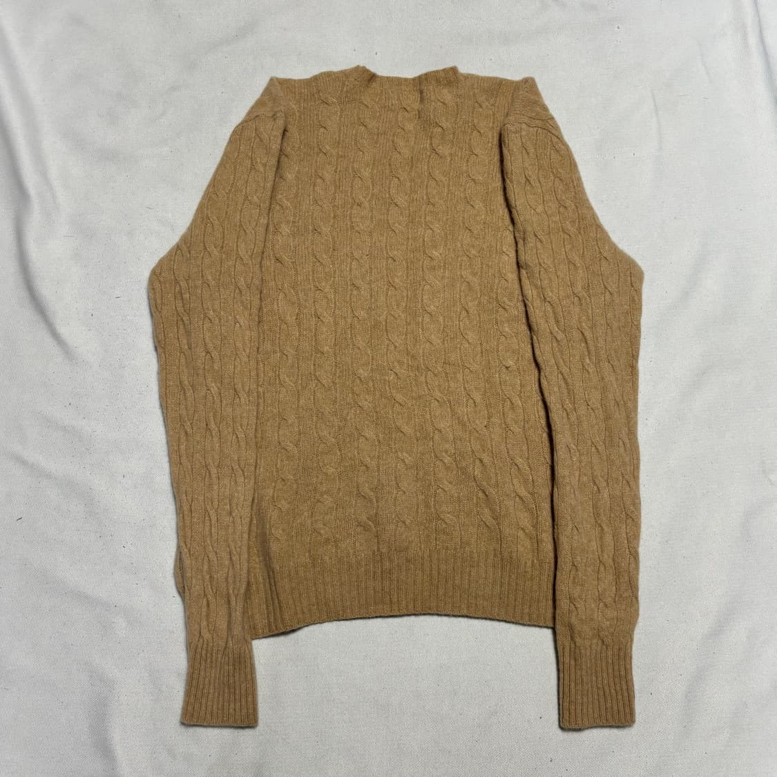 L 폴로랄프로렌 네이비 포니 베이지 캐시미어 케이블 니트 상품이미지3