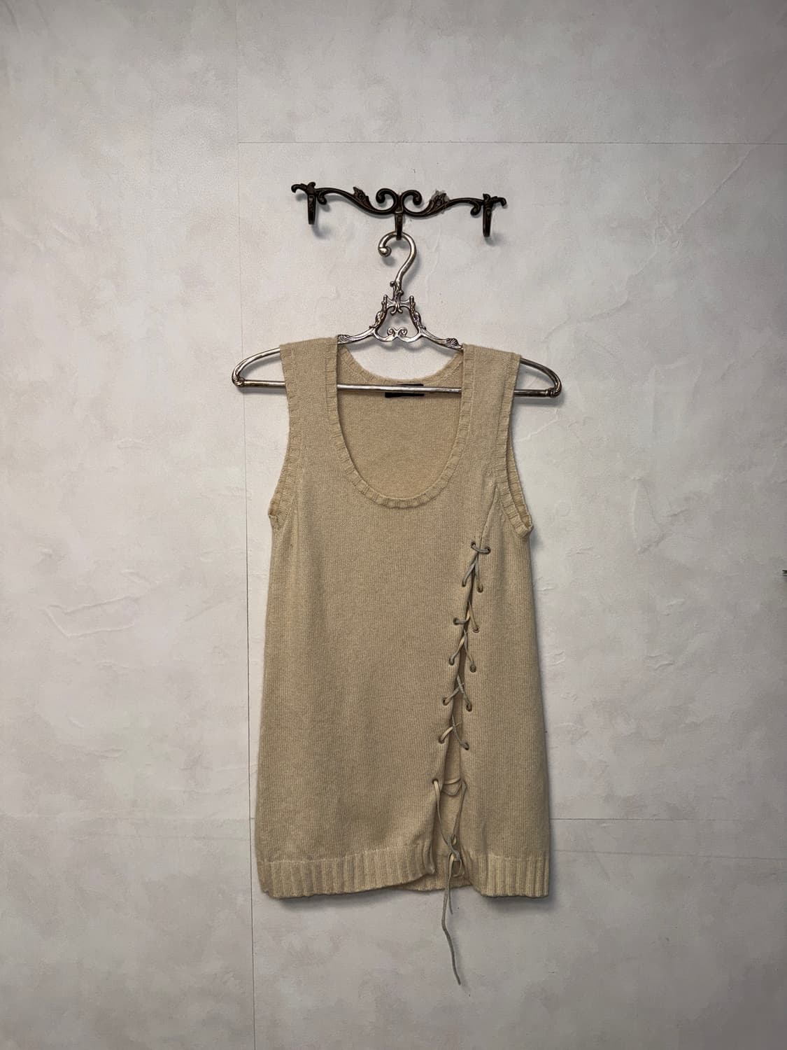 Koji Tachiyama cashmere laceup vest 상품이미지4