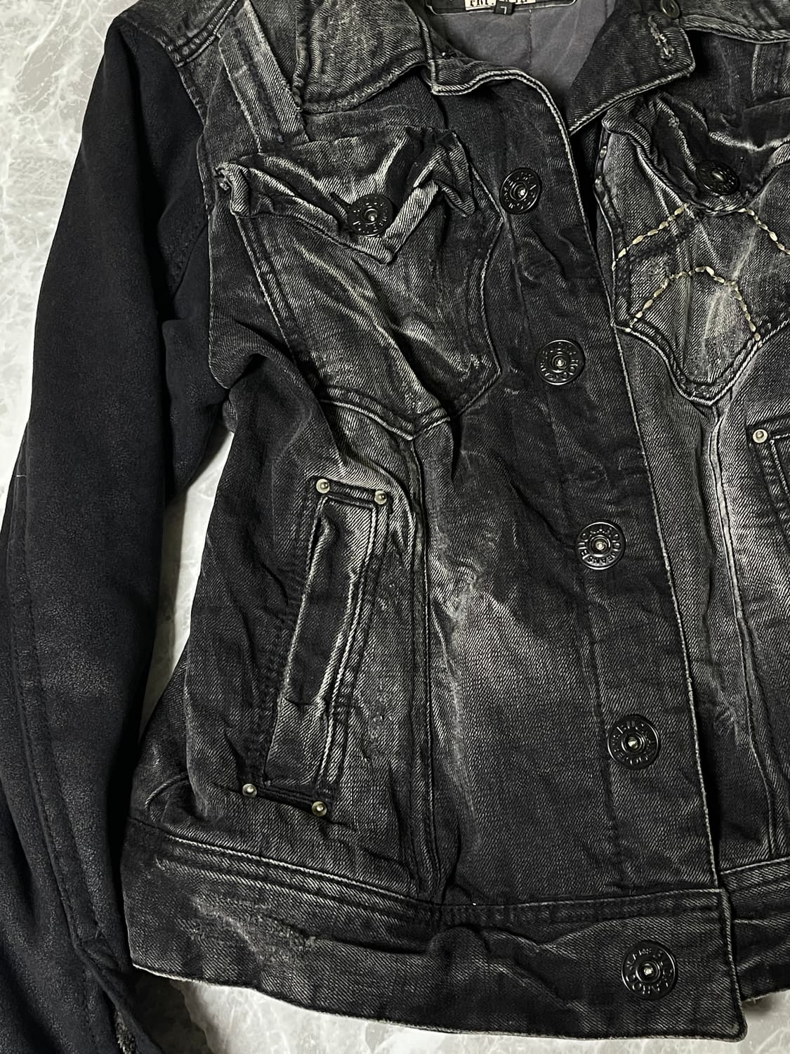 crack denim fur jacket 상품이미지5