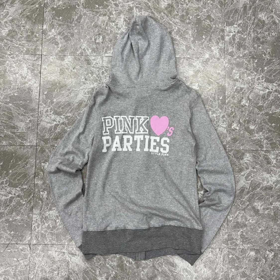 Pink 핑크 y2k 여리핏 그레이 후드집업 희귀져지(F) 상품이미지3