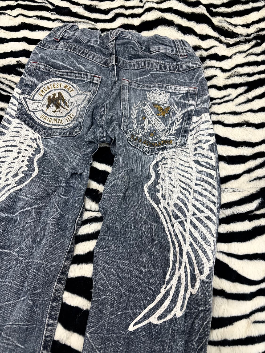 Y2K Back Wings Print Crack Pants 상품이미지2