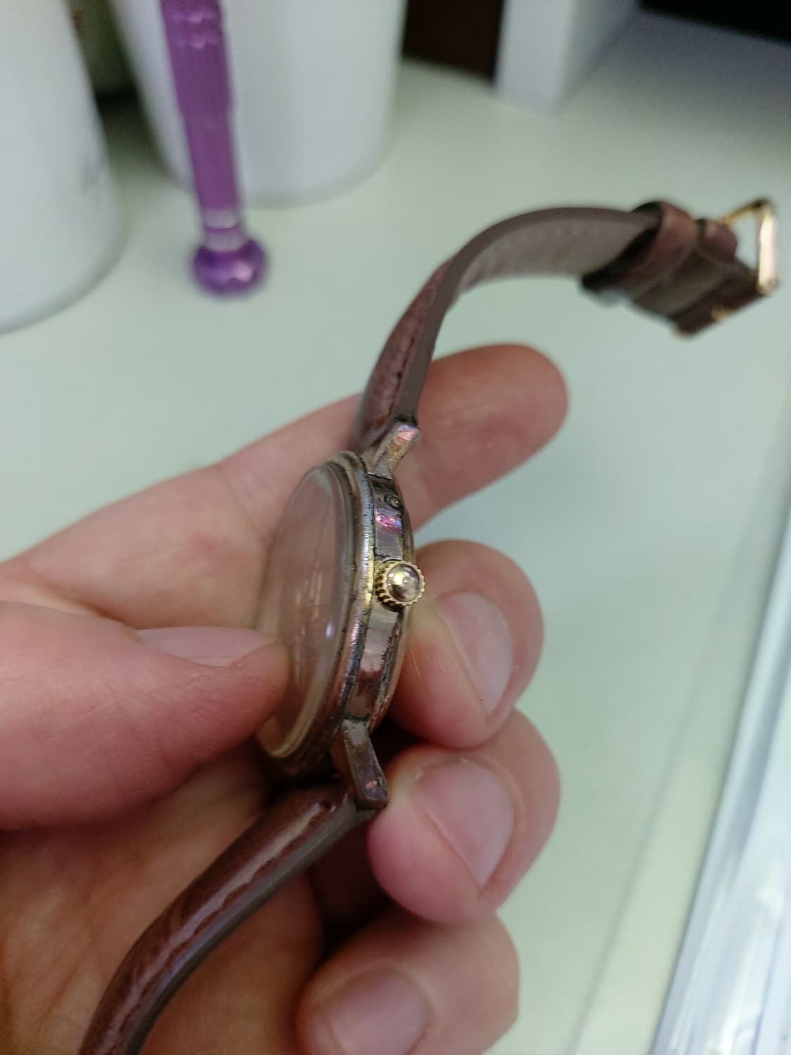 ACCUTRON 빈티지 가죽 손목시계 상품이미지2