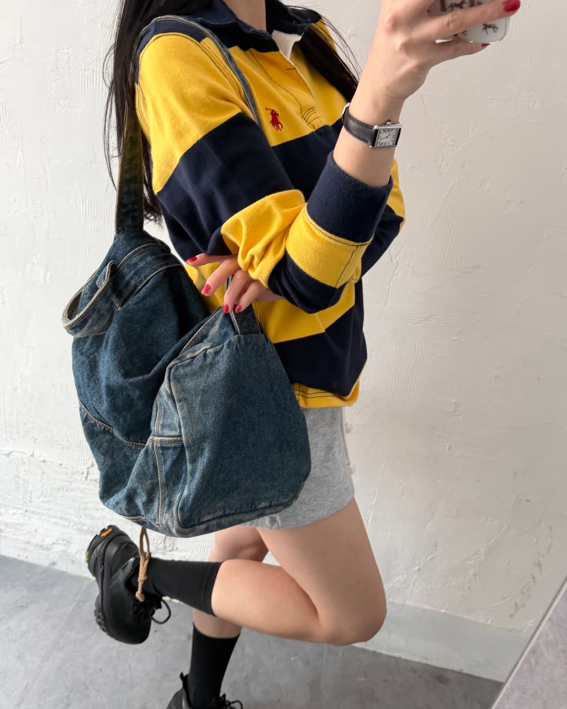 Polo 폴로 랄프로렌 레드포니 옐로우/네이비 단가라 럭비셔츠 상품이미지2