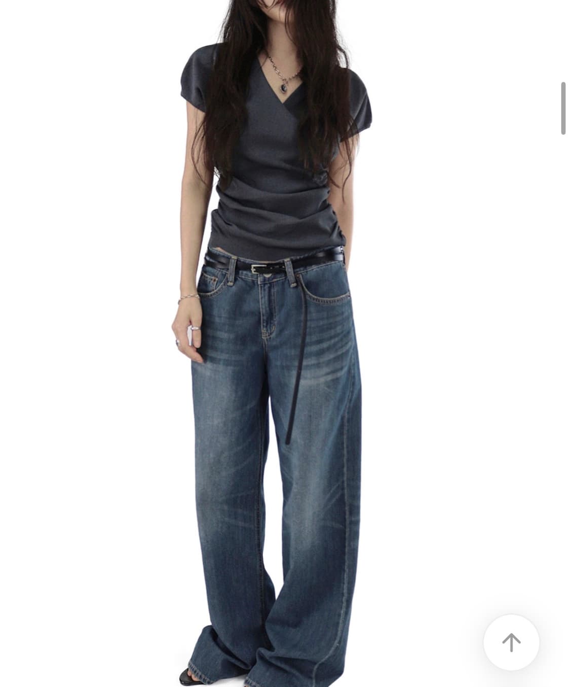 시크윈 틴 로우라이즈 블루청 빈티지 워싱 세미 데님팬츠 상품이미지1