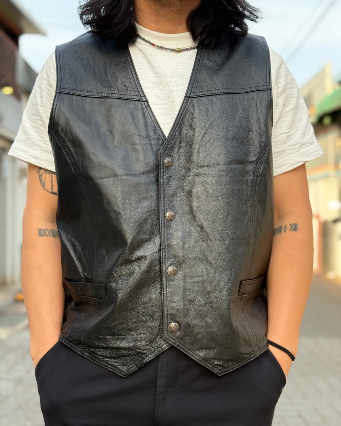 90-00‘s 크리플 크릭 레더 웨스턴 베스트 XL 상품이미지8