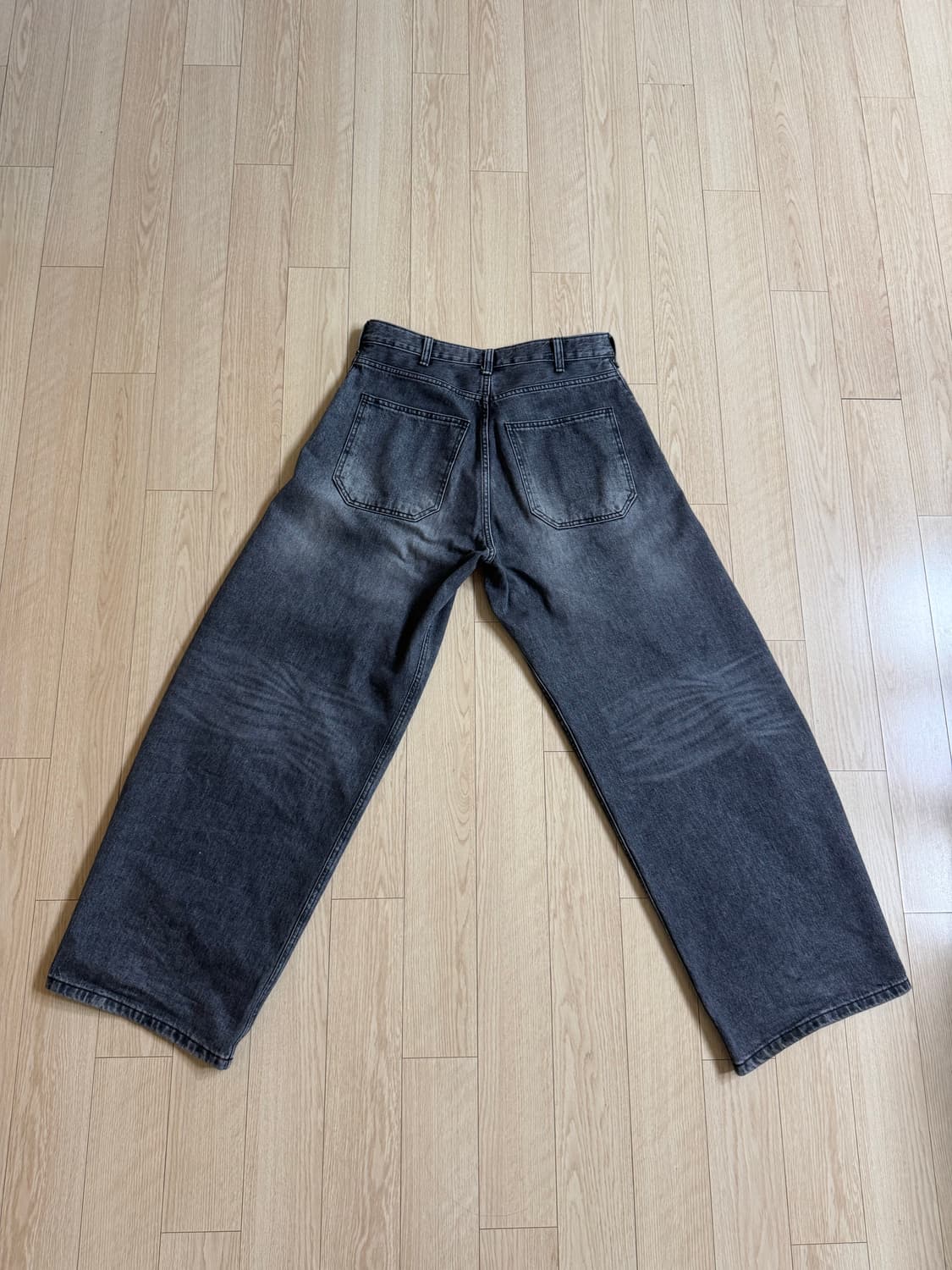 해칭룸 와커진 (와이드 커브진) 워시드 블랙 3사이즈 상품이미지3